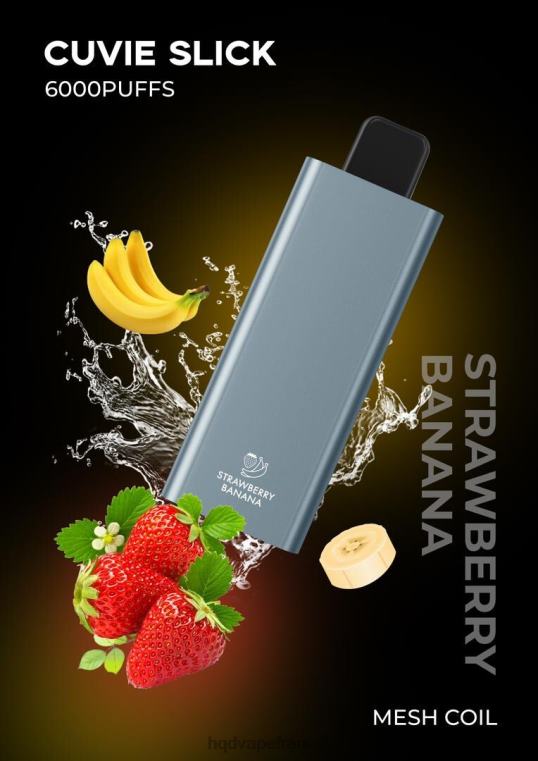 HQD Vape Paris - HQD CUVIE SLICK 6000 bouffées banane fraise lisse D268432