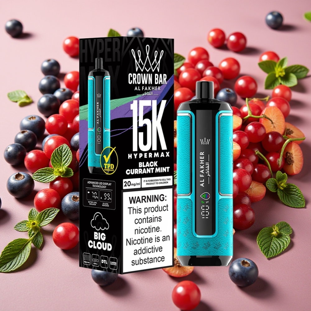 Al Fakher Crown Bar 15K Hypermax 22ml 600mAh Type-C Cassis Menthe