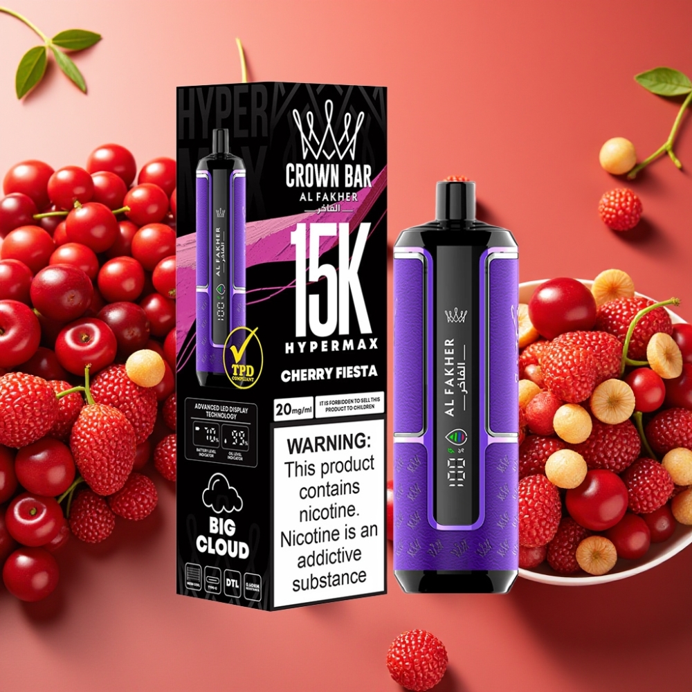 Al Fakher Crown Bar 15K Hypermax 22ml 600mAh Type-C Fête Cerise