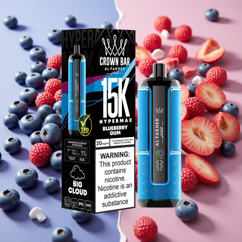 Al Fakher Crown Bar 15K Hypermax 22ml 600mah Type-C Gomme Myrtille