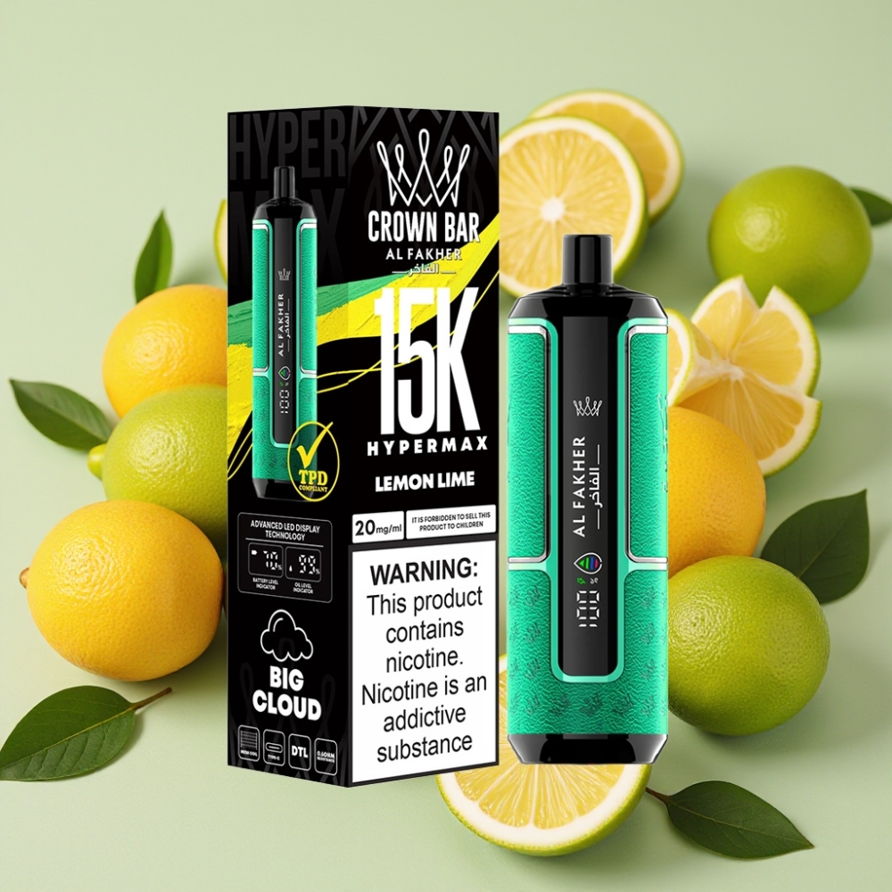 Al Fakher Crown Bar 15K Hypermax Disposable Citron Vert 22ml 600mAh Type-C