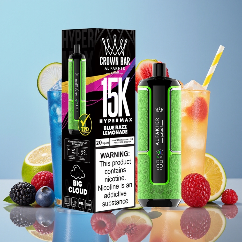 Al Fakher Crown Bar 15K Hypermax Disposable Framboise Bleue Citronnade 22ml 600mAh
