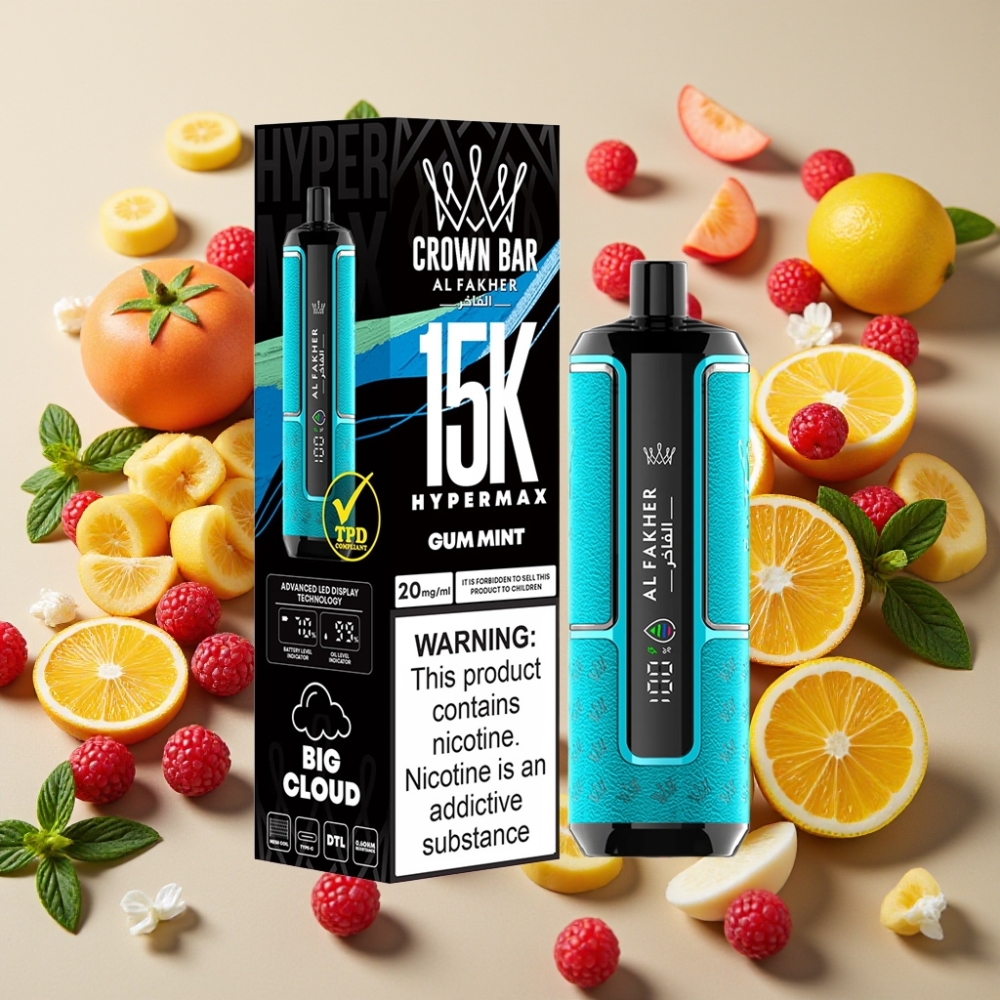 Al Fakher Crown Bar 15K Hypermax Disposable Gomme Menthe 22ml 6mg