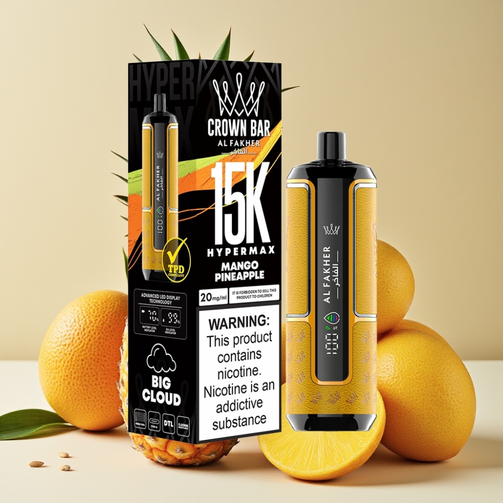 Al Fakher Crown Bar 15K Hypermax Disposable Vape Kit Mangue Ananas – 22ml, 600mAh