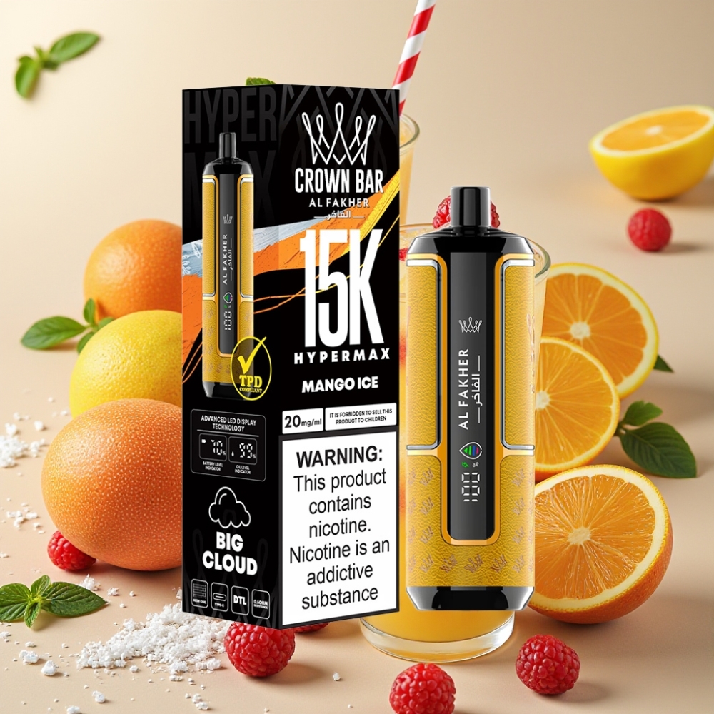 Al Fakher Crown Bar 15K Hypermax Disposable Vape Kit Mangue Glace 22ml 600mAh