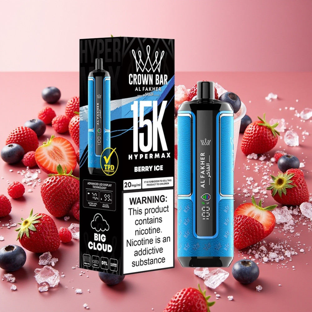Al Fakher Crown Bar 15K Hypermax Kit Jetable 22ml 600mAh Baie Glacée