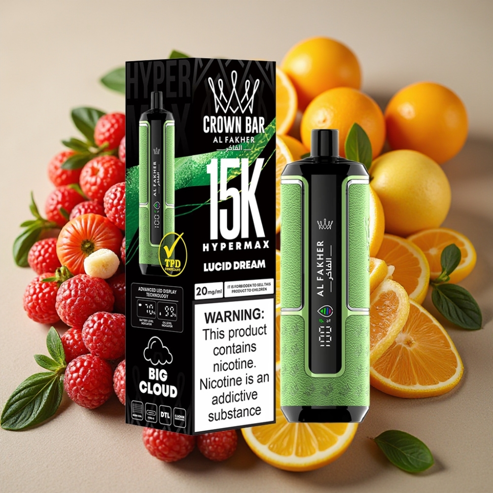 Al Fakher Crown Bar 15K Hypermax Kit Jetable Rêve Lucide 22ml 600mAh Type-C