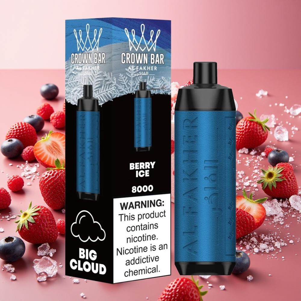 Al Fakher Crown Bar 8000 Crystal Disposable Vape Baies Glacées – 8000 Puffs, 18ml, 5mg