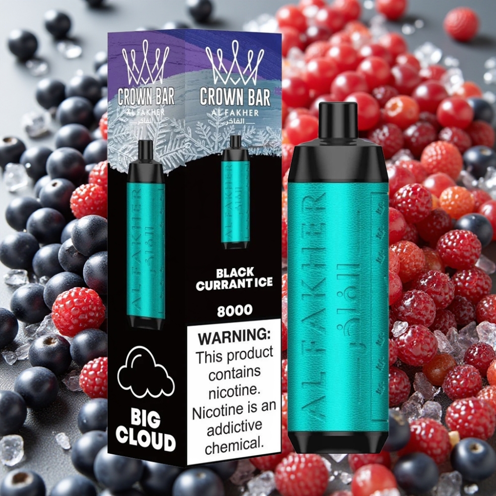 Al Fakher Crown Bar 8000 Crystal Disposable Vape Cassis Glacé – 600mAh, 18ml, 5mg