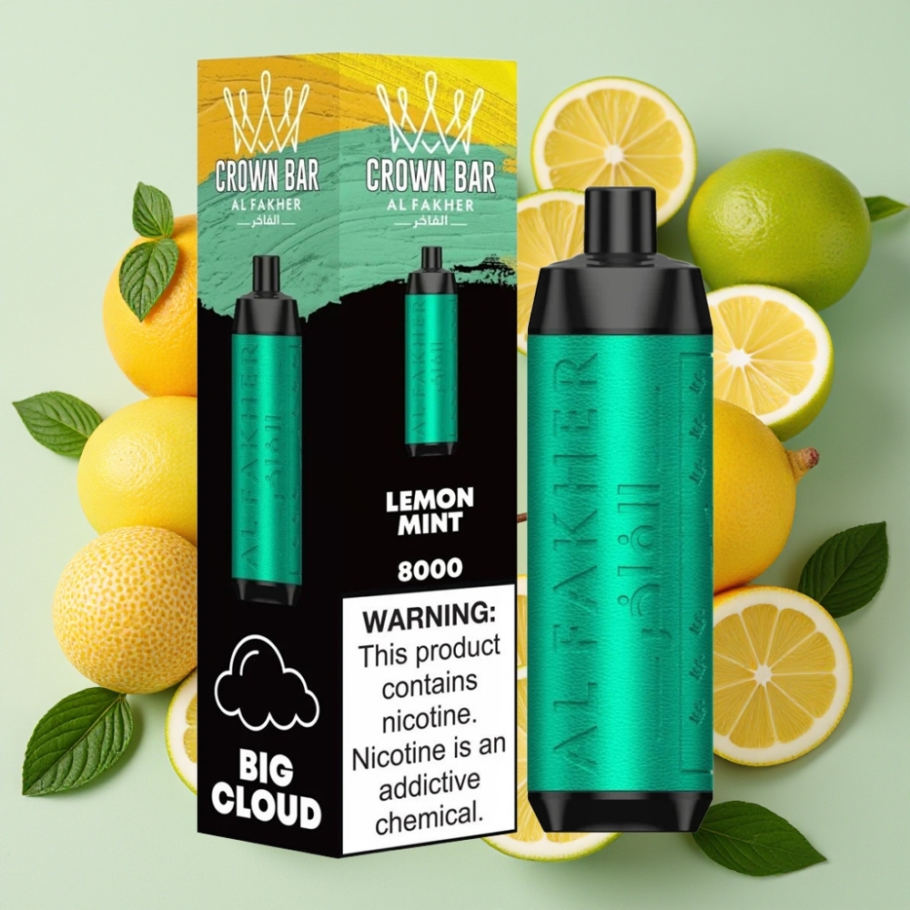 Al Fakher Crown Bar 8000 Crystal Disposable Vape Citron Menthe - 18ml, 5mg, 600mAh