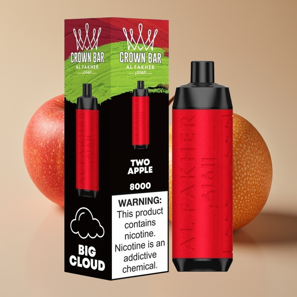Al Fakher Crown Bar 8000 Crystal Disposable Vape Deux Pommes, 18ml, 5mg, 0.6ohm