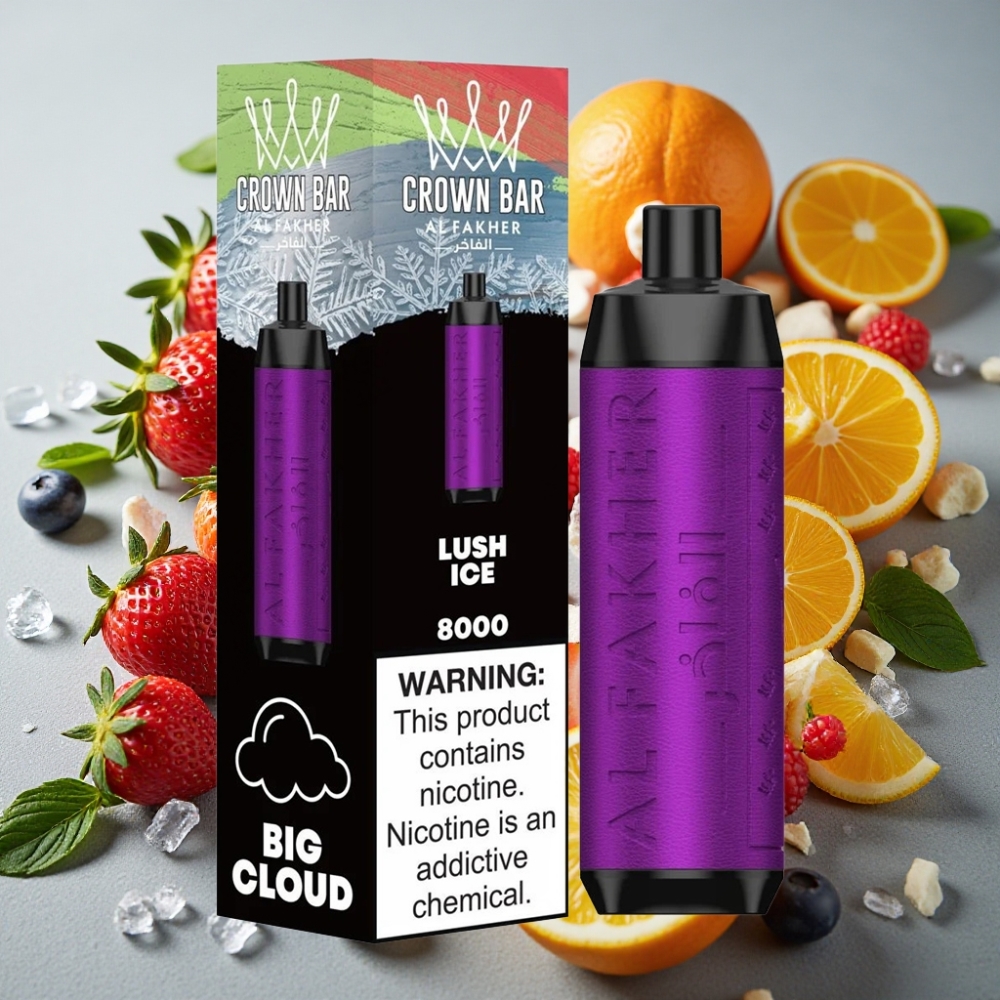 Al Fakher Crown Bar 8000 Crystal Disposable Vape Glace Lush - 18ml, 5mg, 0.6ohm