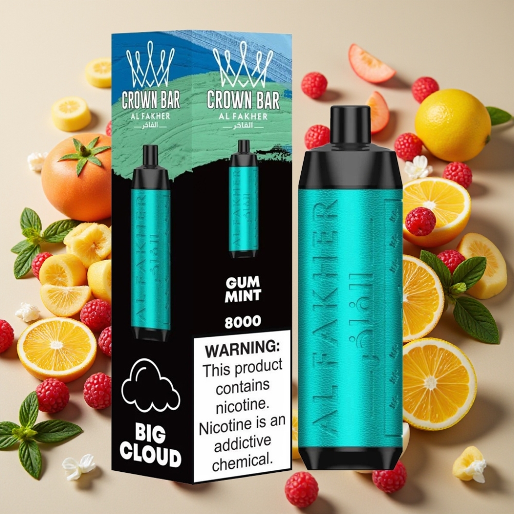 Al Fakher Crown Bar 8000 Crystal Disposable Vape Gomme Menthe - 18ml, 5mg, 600mAh