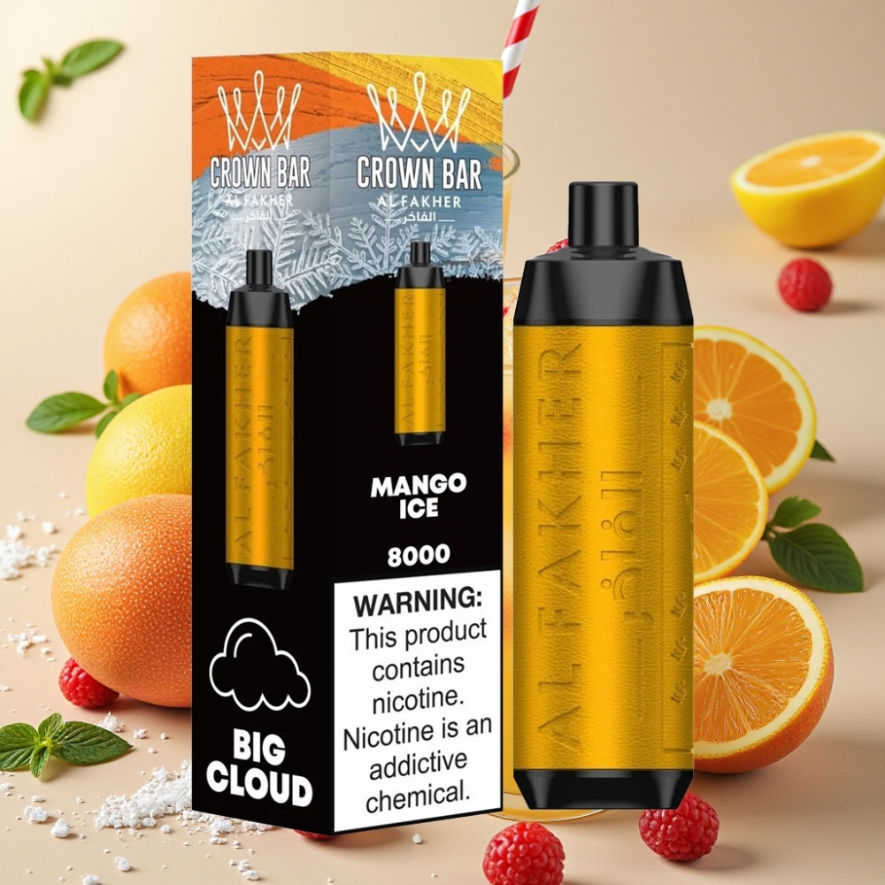 Al Fakher Crown Bar 8000 Crystal Disposable Vape Mangue Glace - 18ml, 5mg, 0.6ohm