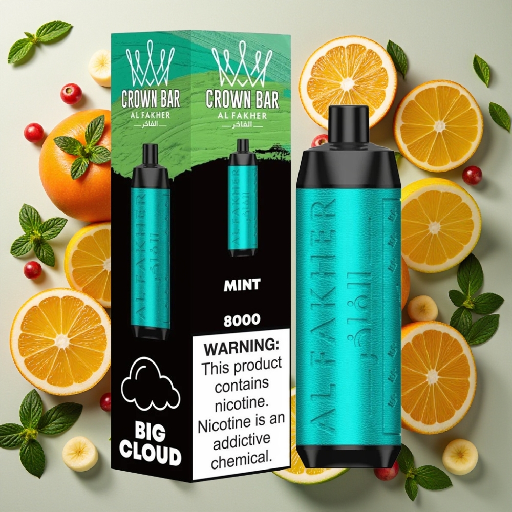 Al Fakher Crown Bar 8000 Crystal Disposable Vape Menthe - 18ml, 5mg, 0.6ohm