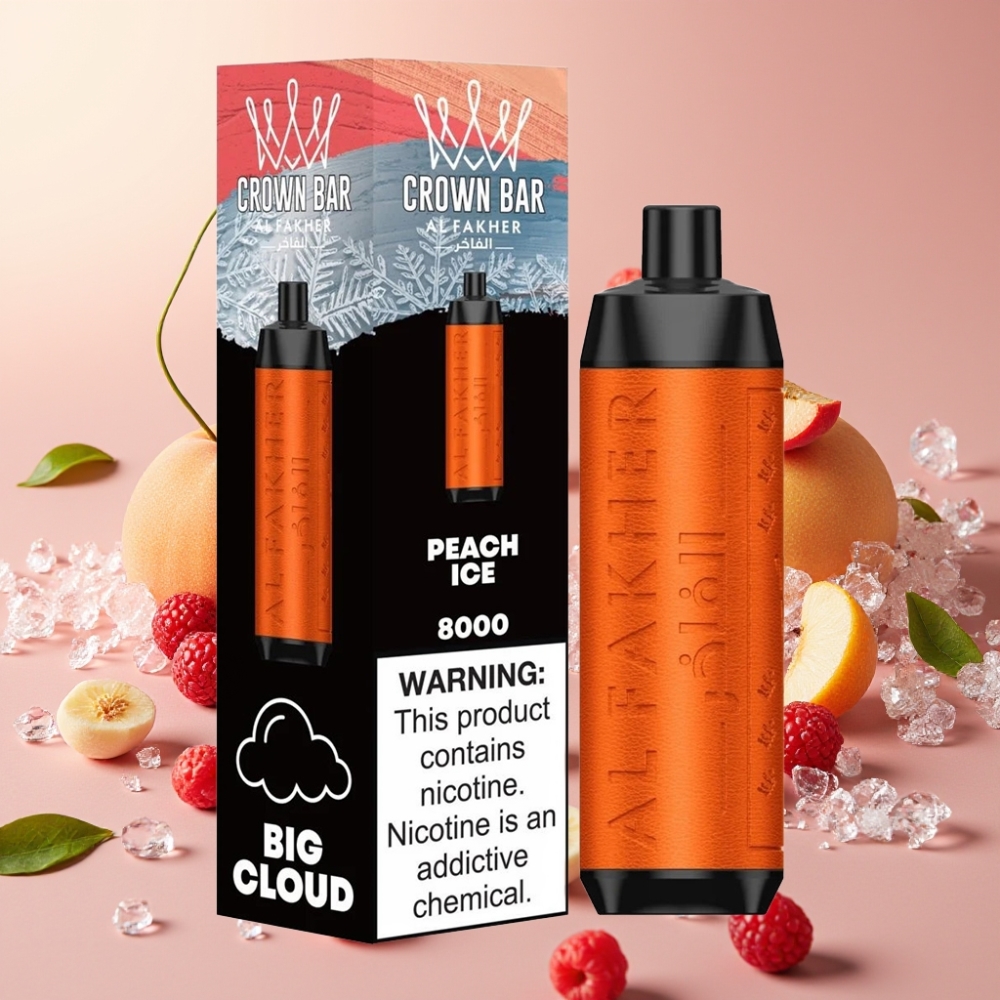 Al Fakher Crown Bar 8000 Crystal Disposable Vape Pêche Glacée - 18ml, 5mg, 0.6ohm
