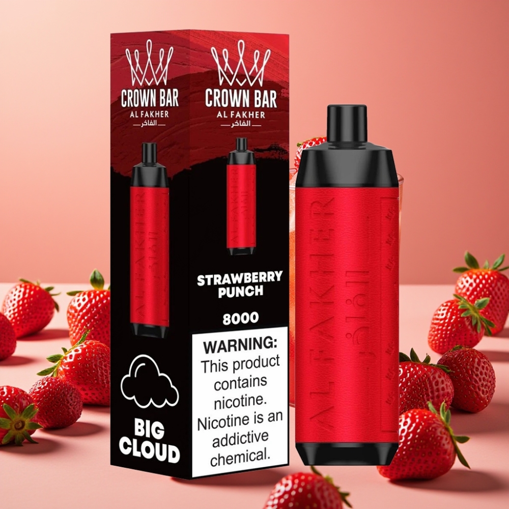 Al Fakher Crown Bar 8000 Crystal Vape Jetable 18ml 5mg 600mAh - Fraise Punch