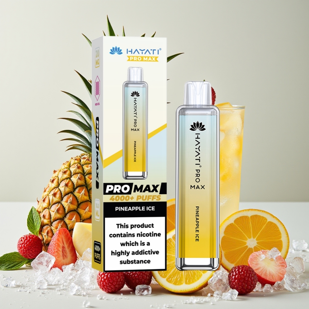 Hayati Pro Max 4000 Puffs Ananas Glacé Rechargeable 1400mAh Dual Coil