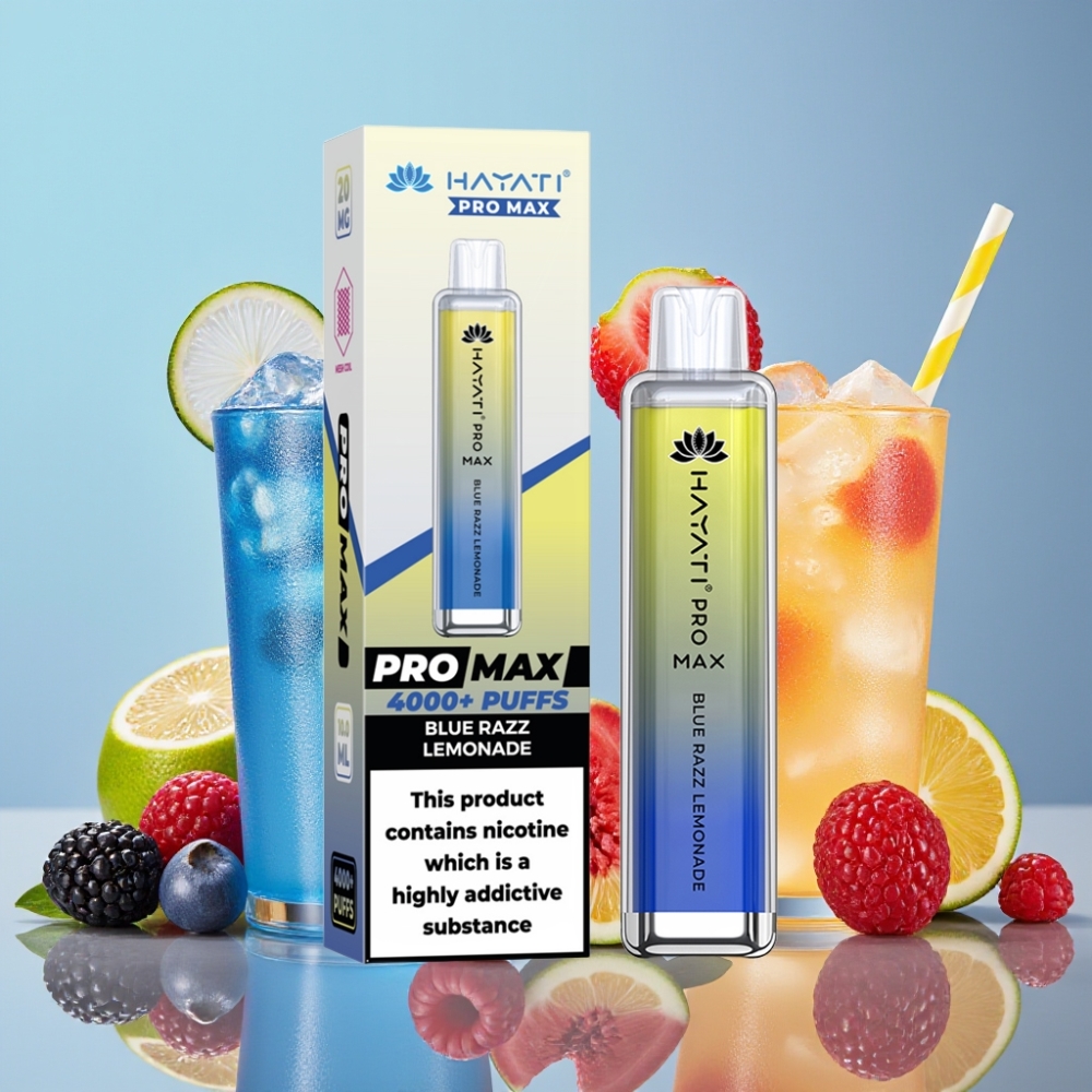 Hayati Pro Max 4000 Puffs Bleu Citronnade Framboise, 1400mAh, Rechargeable