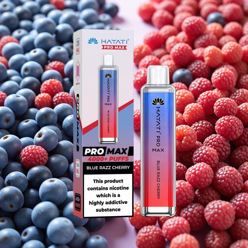 Hayati Pro Max 4000 Puffs Bleu Framboise Cerise, 5% Nicotine, 1400mAh, Rechargeable