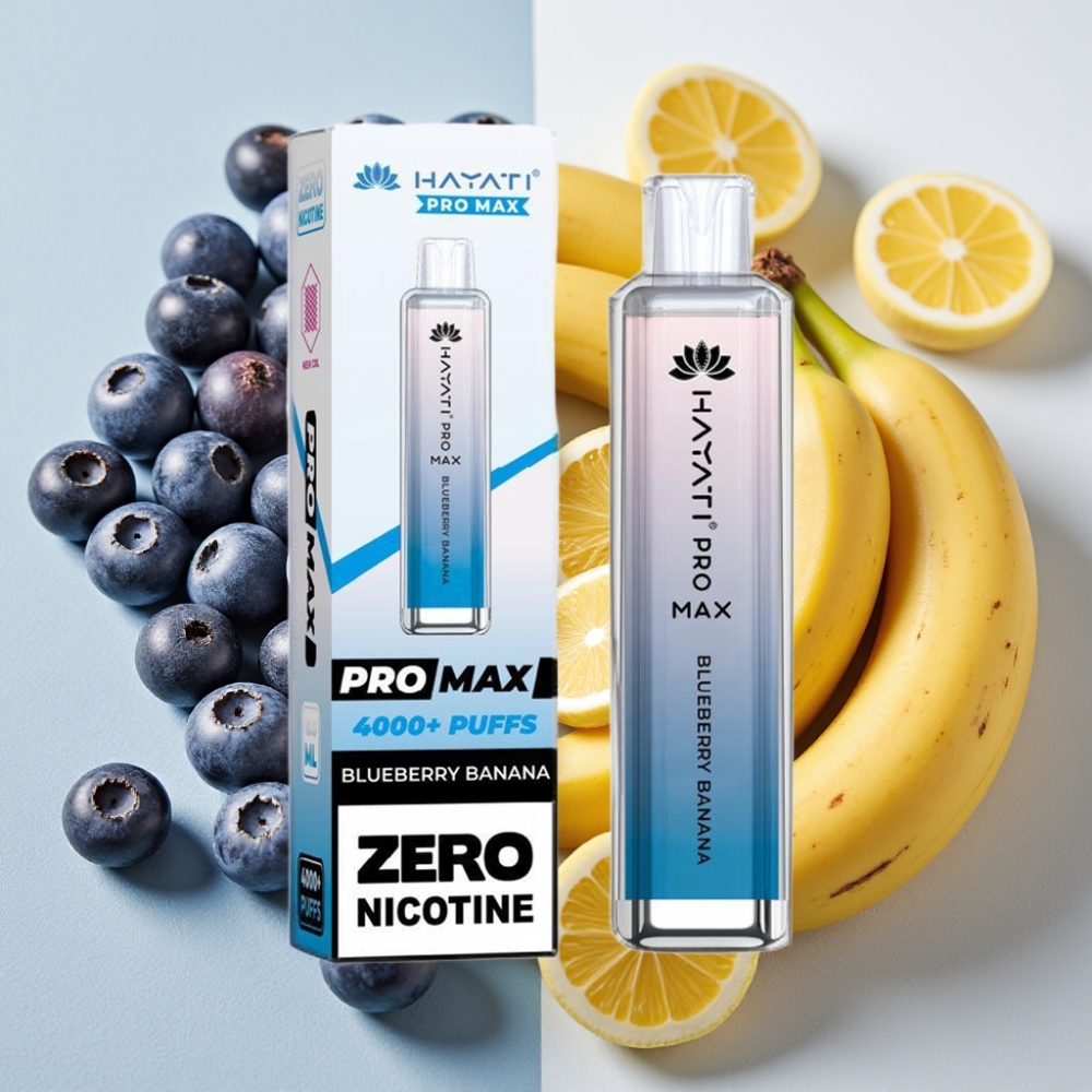 Hayati Pro Max 4000 Puffs Bleuet Banane 2-5% Nicotine 1400mAh Rechargeable