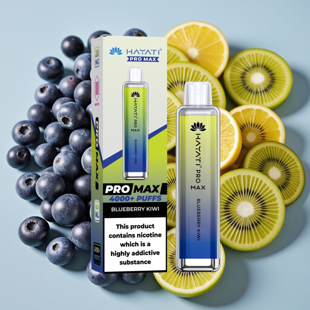 Hayati Pro Max 4000 Puffs Bleuet Kiwi Rechargeable 1400mAh 2ml/10ml