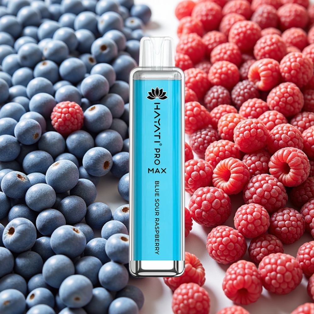 Hayati Pro Max 4000 Puffs Disposable Vape Framboise Acidulée Bleue - 2/5% Nicotine, 1400mAh, Rechargeable