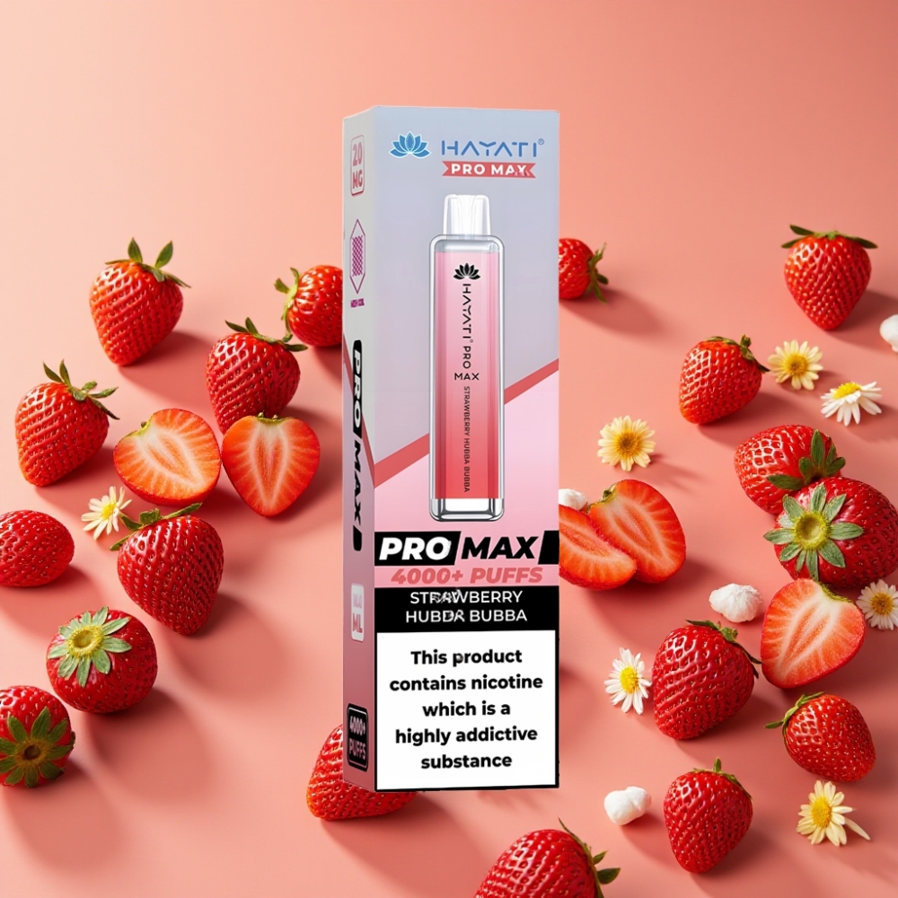 Hayati Pro Max 4000 Puffs E-cigarette Jetable Fraise Hubba Bubba, 2ml/10ml, 1400mAh