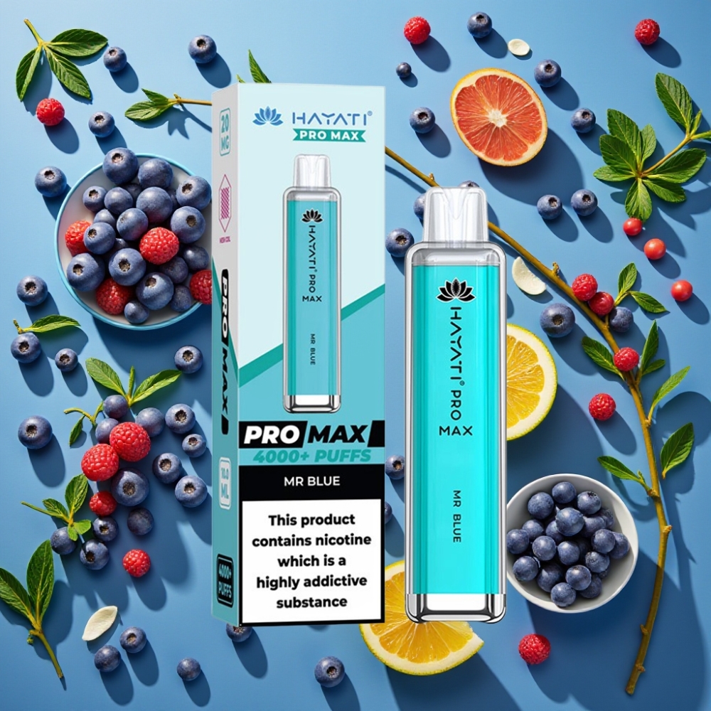 Hayati Pro Max 4000 Puffs E-cigarette Jetable Rechargeable Mr Bleu, 2ml/10ml, 1400mAh