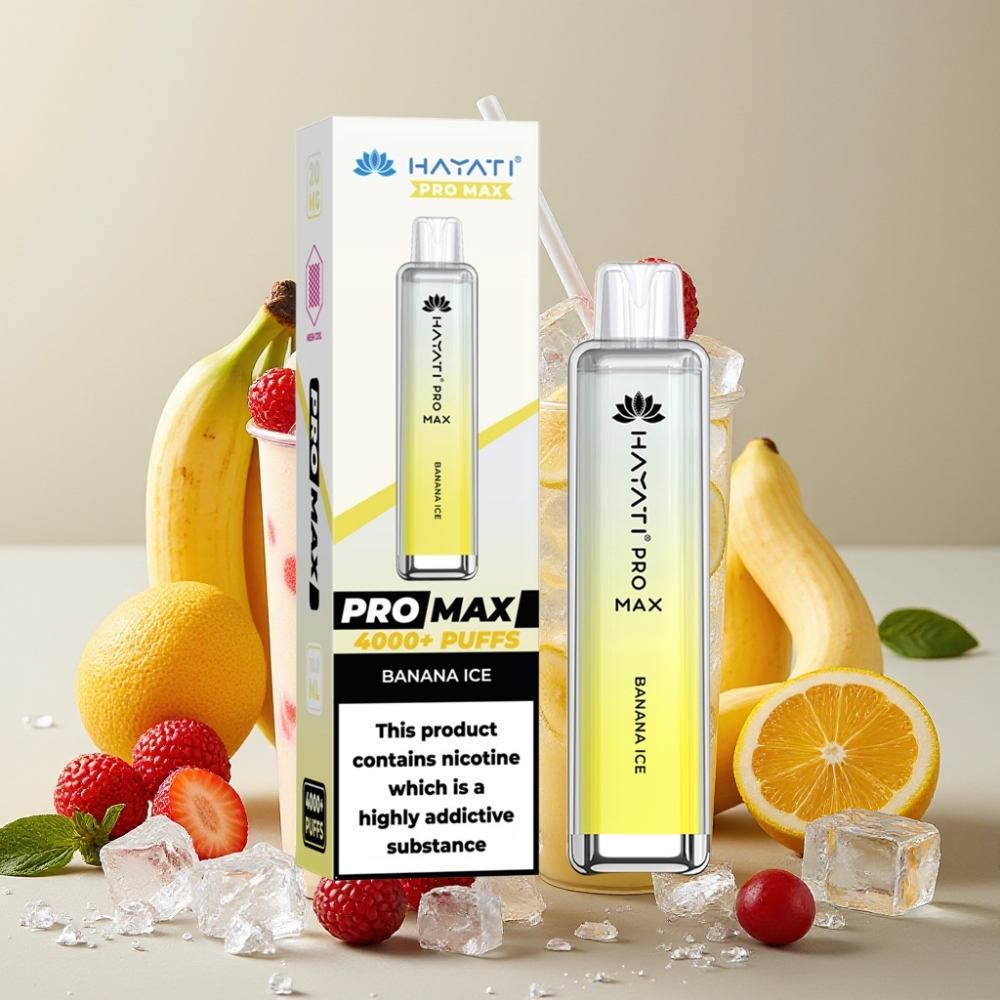 Hayati Pro Max 4000 Puffs Glace Banane - 1400mAh, Rechargeable, 2ml/10ml