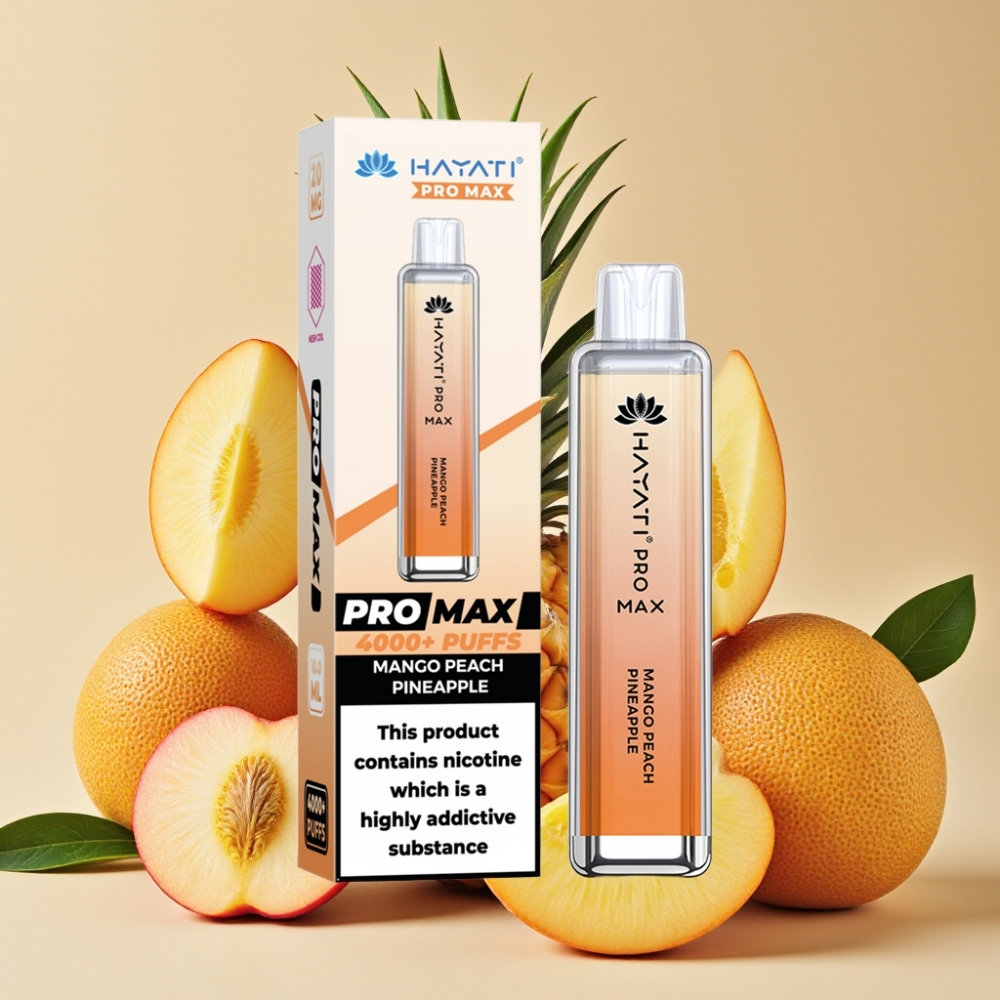Hayati Pro Max 4000 Puffs Mangue Pêche Ananas, 2%/5% Nicotine, 1400mAh