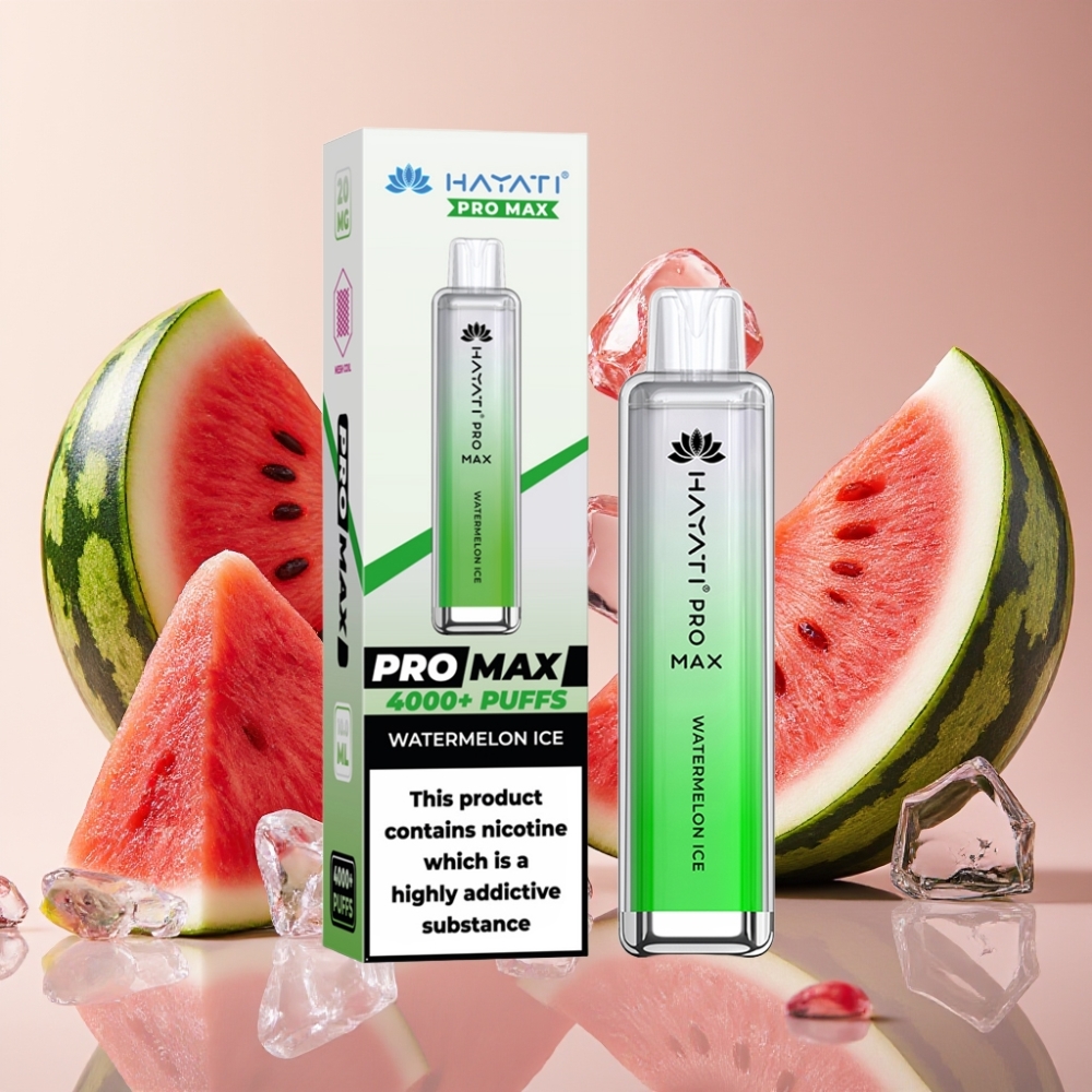 Hayati Pro Max 4000 Puffs Pastèque Glacée - 2ml/10ml, 1400mAh, Rechargeable