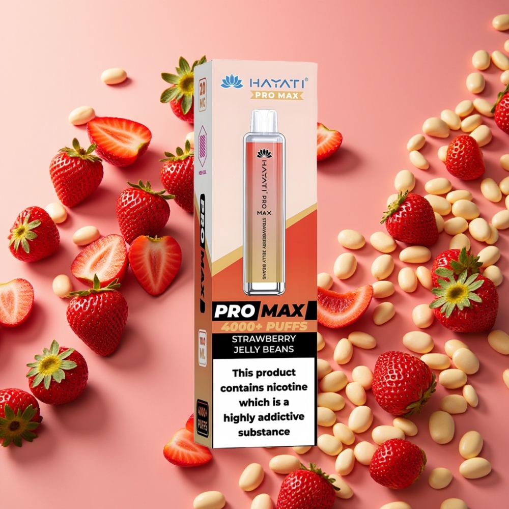 Hayati Pro Max 4000 Puffs Rechargeable 1400mAh 2% 5% Nicotine Fraise Jelly Beans