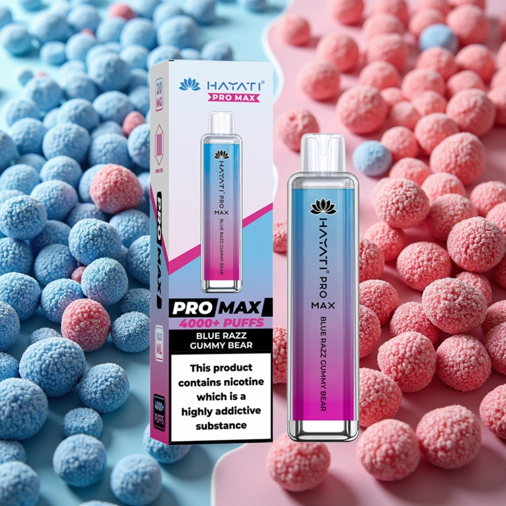 Hayati Pro Max 4000 Puffs Rechargeable 5% Nicotine Bleu Razz Gummy Bear