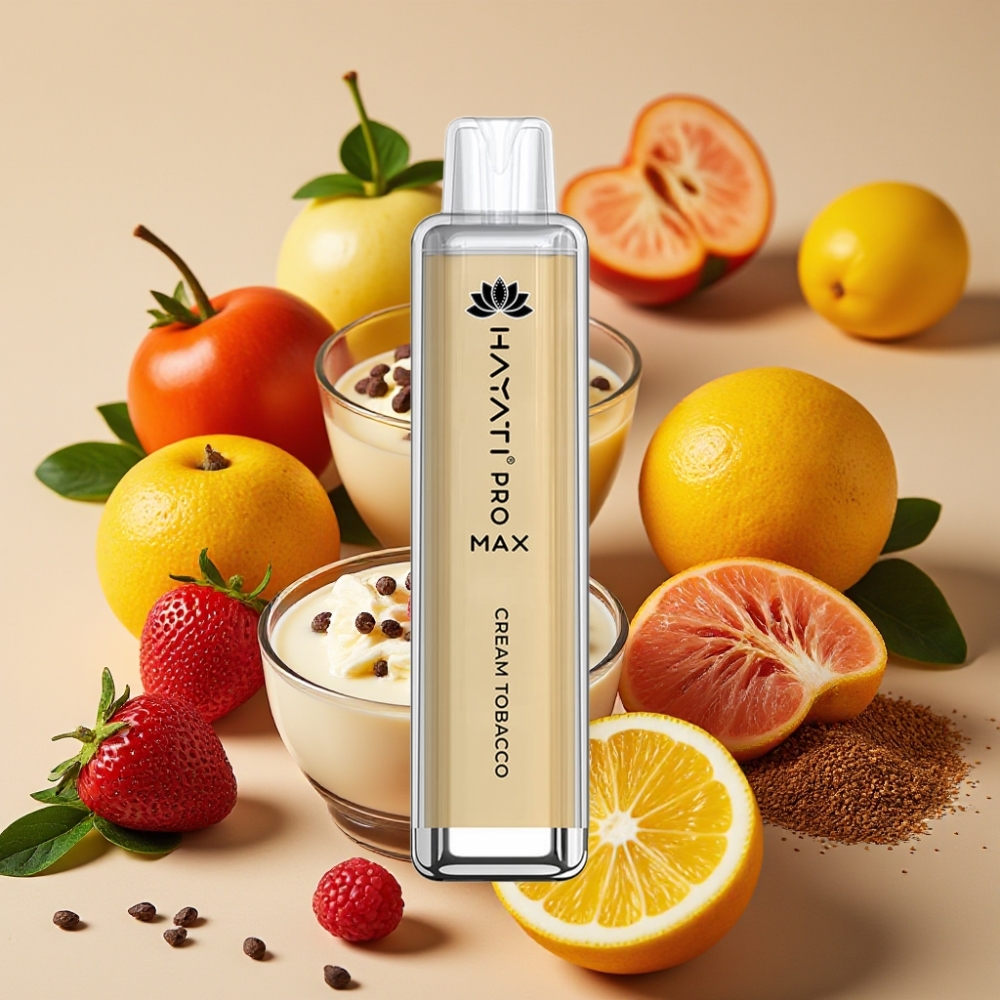 Hayati Pro Max 4000 Puffs Rechargeable Double 1.1 Ohm TPD 2% 5% Tabac Crème