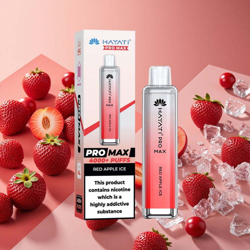 Hayati Pro Max 4000 Puffs Red Apple Glacé - 1400mAh, Rechargeable, 2/5% Nicotine