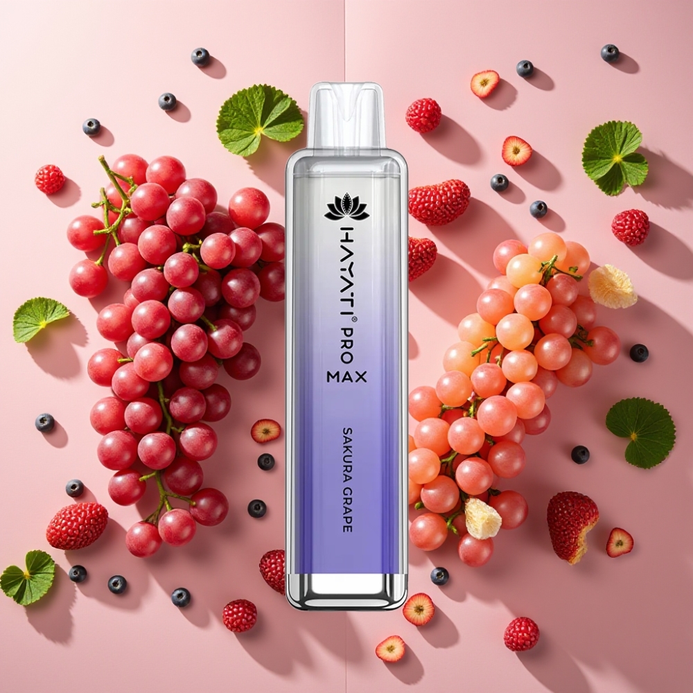 Hayati Pro Max 4000 Puffs Vape Disposable Sakura Raisin, 2%/5% Nicotine, 1400mAh, Rechargeable