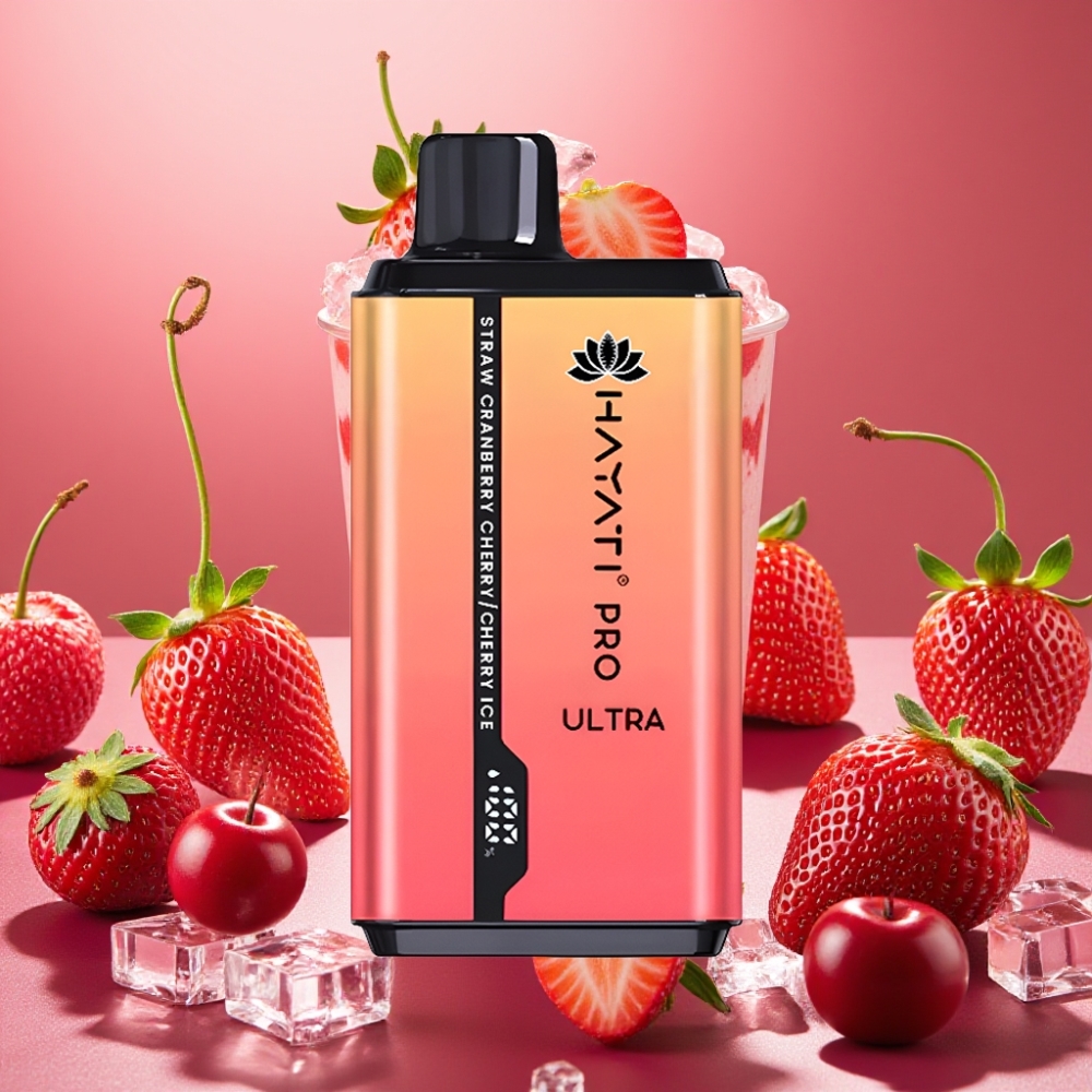 Hayati Pro Ultra 15000 Puffs 2×12ml 2% Fraise Cranberry Cerise Cerise Glacée