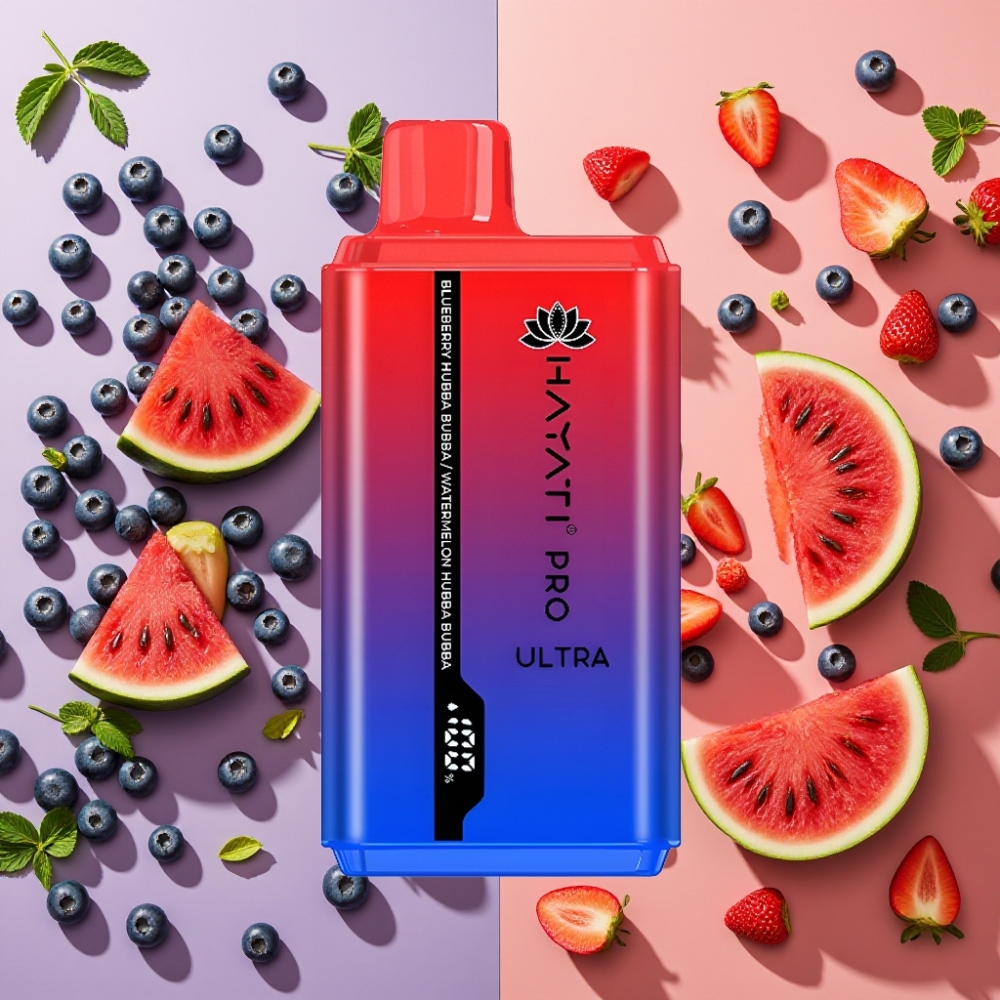 Hayati Pro Ultra 15000 Puffs 850mAh 2×12ml 2% Myrtille Hubba Bubba Pastèque Hubba Bubba