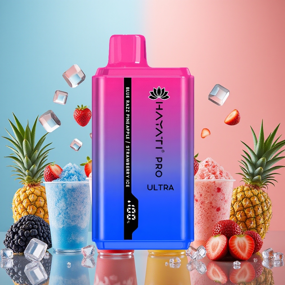 Hayati Pro Ultra 15000 Puffs Bleu Razz Ananas Fraise Glace 850mAh 2×12ml 2%