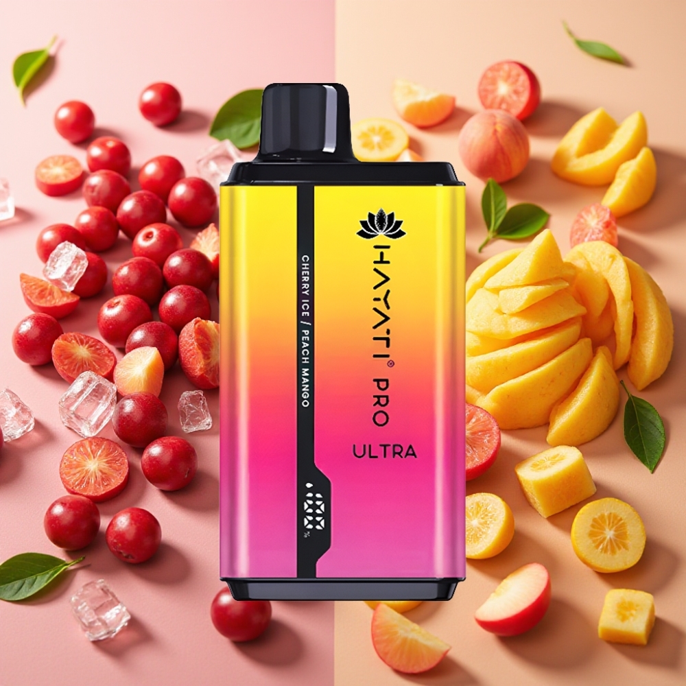 Hayati Pro Ultra 15000 Puffs Cerise Glace Pêche Mangue 2×12ml 2%