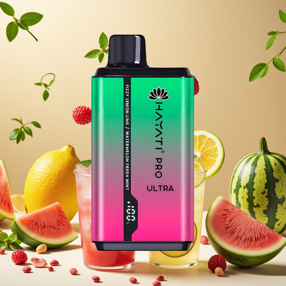 Hayati Pro Ultra 15000 Puffs Citron Vert Pétillant & Pastèque Menthe Fraîche 2×12ml 2%