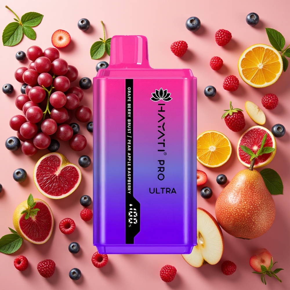 Hayati Pro Ultra 15000 Puffs Explosion Baie Raisin Poire Pomme Framboise 2×12ml 2% 49 saveurs