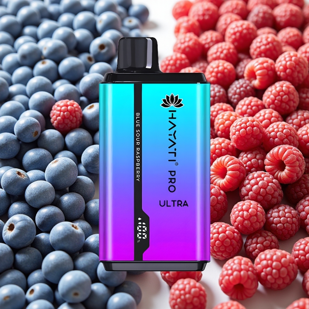 Hayati Pro Ultra 15000 Puffs Framboise Bleue Acidulée 850mAh 2×12ml 2%