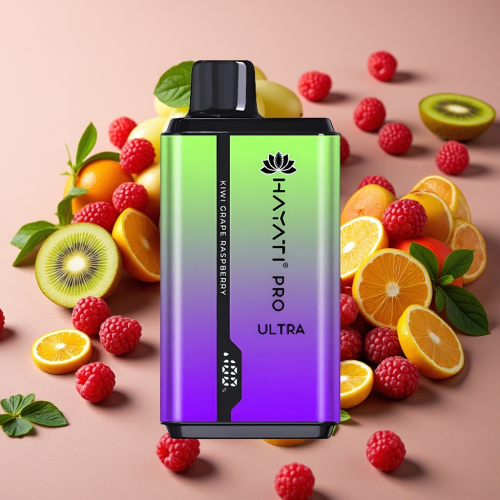Hayati Pro Ultra 15000 Puffs Kiwi Raisin Framboise - 850mAh 2×12ml 2%