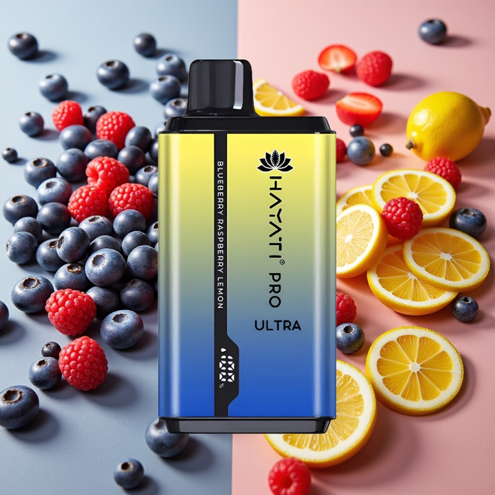 Hayati Pro Ultra 15000 Puffs Myrtille Framboise Citron - 850mAh 2×12ml 2%