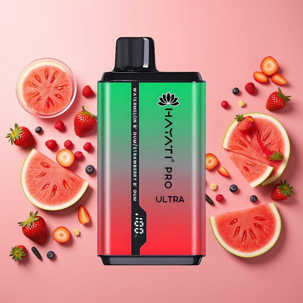 Hayati Pro Ultra 15000 Puffs Pastèque Bubblegum Fraise Bubblegum 2×12ml 2%