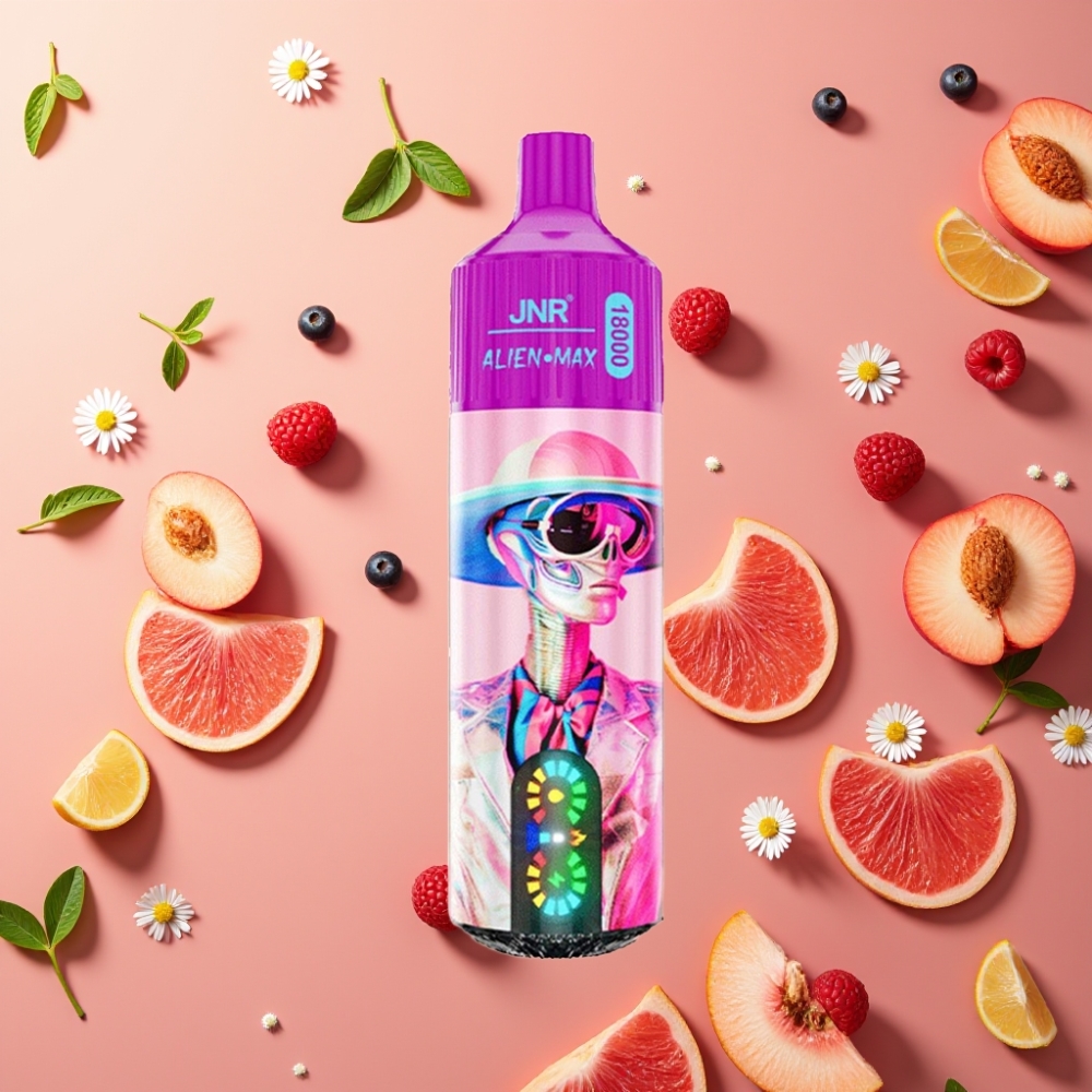 JNR Alien Max 18000 Puffs Écran LED Intelligent Pêche Blanche Framboise 28ml 5%