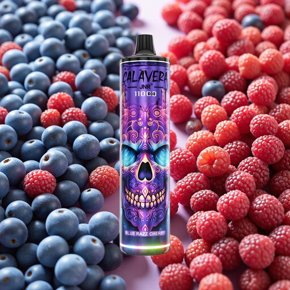 JNR Calavera 11000 Puffs Type-C 850mAh 21ml Bleu Framboise Cerise