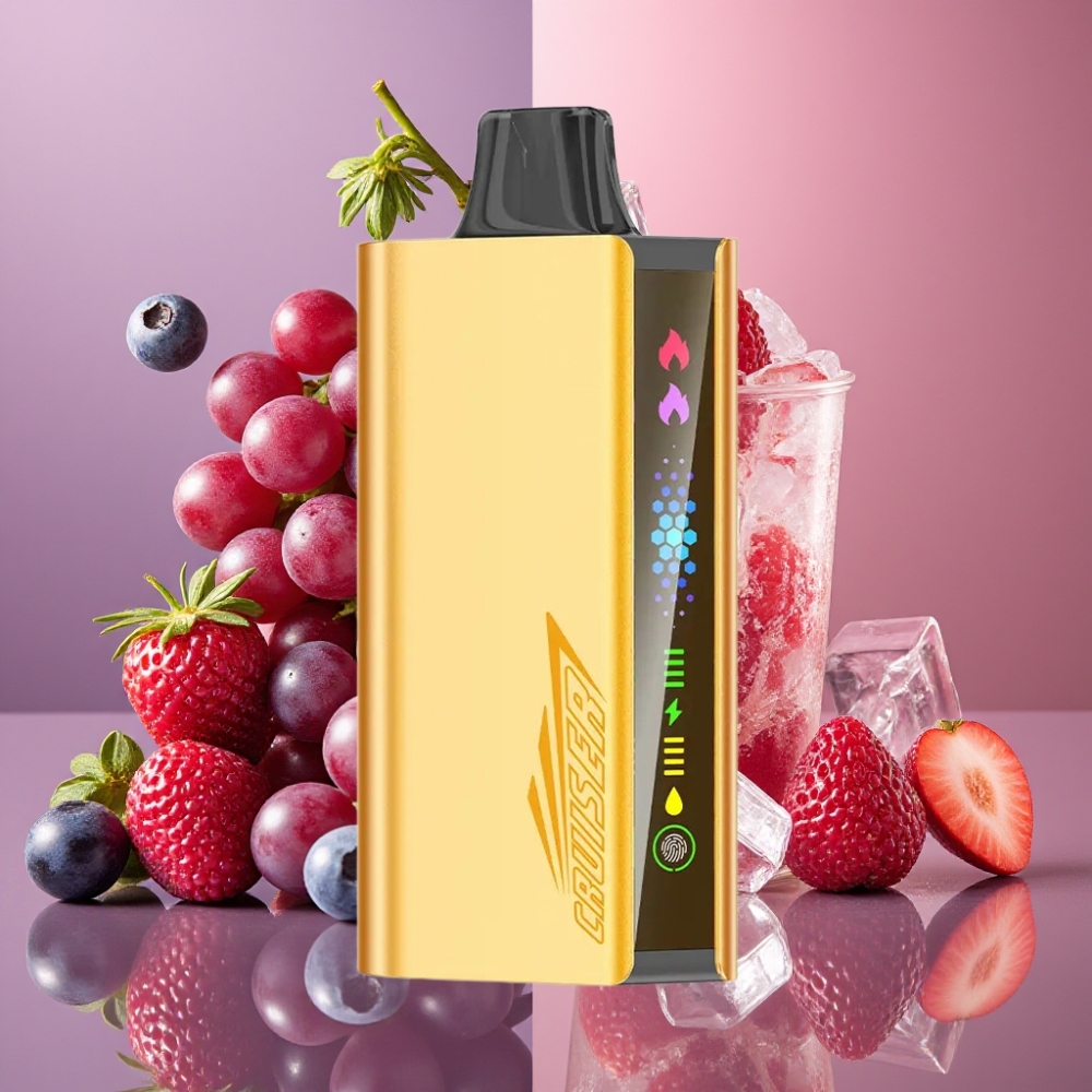 JNR Cruiser 12000 Puffs Sans Recharge Glace Raisin - 25ml, 1.2ohm, Double Mesh